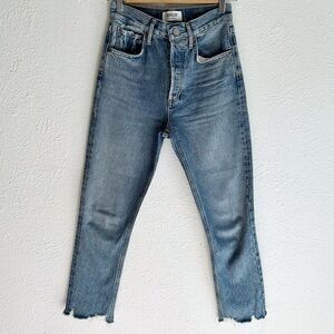 Agolde Riley High-Rise Straight Cropped Jeans Haven Wash Sz 23